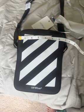 Off-White Black and White Diagonal Stripe Belt Bag